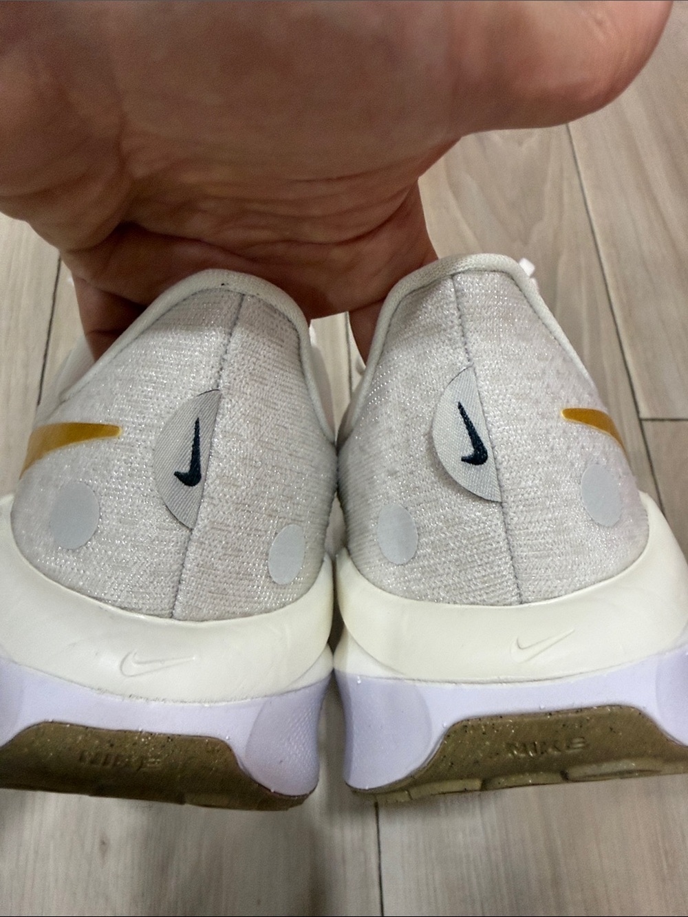 Nike Neutral Beige Running Shoes with Gold Swoosh - Picture 6 of 8